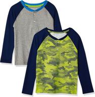 amazon essentials 2 pack long sleeve henley boys' clothing : tops, tees & shirts logo