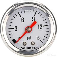 🛢️ solimeta 1.5" oil filled fuel pressure gauge - inline automotive replacement gauge with 1/8 npt fitting, 304 stainless steel case, 0-15 psi, -3-2-3% logo