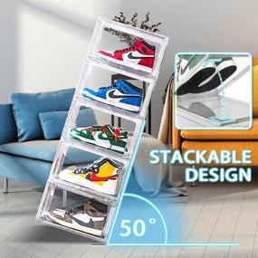 img 1 attached to DAYOOH Acrylic Shoe Display Case: Clear Plastic Stackable Boot & Shoe Boxes For Sneaker Storage