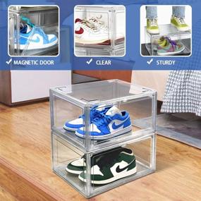 img 2 attached to DAYOOH Acrylic Shoe Display Case: Clear Plastic Stackable Boot & Shoe Boxes For Sneaker Storage