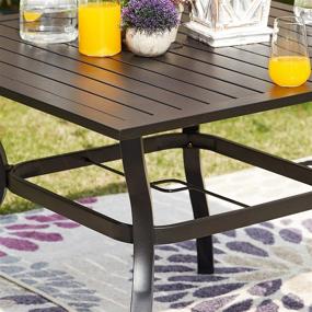 img 2 attached to Metal Outdoor Bistro Table For Garden, Backyard, Poolside And Deck - Heavy Duty Square Dining Table 37" X 37" With Slat Design In Black By PatioFestival