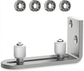 img 4 attached to Ball Bearing Barn Door Floor Guide Wall Mount Stay Roller With Flush Bottom, Felt Strip And Countersunk Holes - Chrome Finish For Sliding Doors (702Bw)