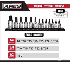 img 3 attached to 🔧 ARES 70103 - 13-Piece Security Torx Bit Socket Set - 1/4", 3/8", and 1/2" Drive - Sizes T8-T60