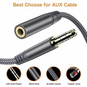 img 3 attached to Upgrade Your Audio Experience With JXMOX Headphone Extension Cable [2-Pack, 4Ft+6Ft, Hi-Fi Sound] - Nylon-Braided Stereo Audio Extension Cord For Smartphones, Tablets, MP3 Players & More (Grey)
