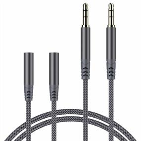 img 4 attached to Upgrade Your Audio Experience With JXMOX Headphone Extension Cable [2-Pack, 4Ft+6Ft, Hi-Fi Sound] - Nylon-Braided Stereo Audio Extension Cord For Smartphones, Tablets, MP3 Players & More (Grey)