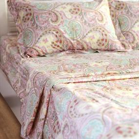 img 2 attached to Luxurious 800 Thread Count Egyptian Cotton Paisley Bedding Set - FADFAY 4 Piece Queen Size Deep Pocket Bed Sheet Collection