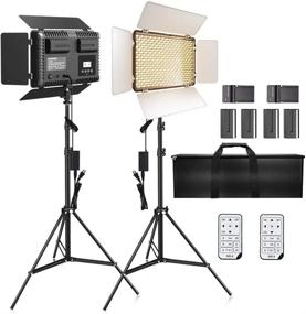 img 4 attached to LED Video Light, SAMTIAN 600 Photography Lighting Kit 3200-5600K Camera Studio Light With 4 NP-F Batteries Barndoors 75 Inches Light Stand And Remote Photo Panel Light For Livestreaming Tiktok Youtube