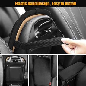 img 2 attached to 🚗 DKIIGAME Car Console Cover, Armrest Seat Box Cover for Car, Waterproof Universal Vehicle Console Pad - Black Fuzzy