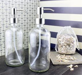 img 3 attached to 🧴 Cornucopia 16-Ounce Clear Glass Boston Round Bottles with Stainless Steel Pumps (2 Pack): Ideal Soap Dispenser for Essential Oils, Lotions, and Liquid Soaps