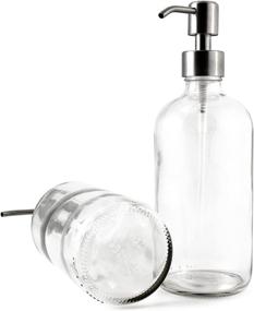 img 1 attached to 🧴 Cornucopia 16-Ounce Clear Glass Boston Round Bottles with Stainless Steel Pumps (2 Pack): Ideal Soap Dispenser for Essential Oils, Lotions, and Liquid Soaps