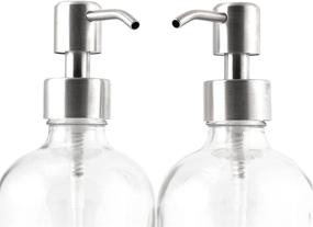 img 2 attached to 🧴 Cornucopia 16-Ounce Clear Glass Boston Round Bottles with Stainless Steel Pumps (2 Pack): Ideal Soap Dispenser for Essential Oils, Lotions, and Liquid Soaps