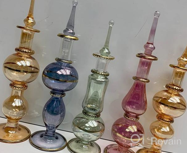 img 1 attached to Set Of 10 Assorted Color Genie Blown Glass Miniature Perfume Bottles By CraftsOfEgypt, 4" High (12Cm), Ideal For Perfumes & Essential Oils - Decorative Vials For Better Aromatherapy Experience review by Fock Dean