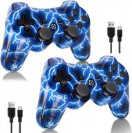 upgrade your ps3 gaming experience with oubang wireless remotes - 2 pack cool blue controllers with upgraded joystick and compatibility for playstation 3 - perfect ps3 gift logo