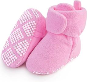img 4 attached to Warm And Cozy Pro Goleem Fleece Baby Booties - Easy To Put On, Non-Slip And Adjustable Newborn Slippers For Boys And Girls