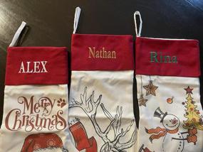 img 3 attached to Personalized Christmas Stockings 22" Custom Embroidered Name Burlap Fireplace Red Rustic Farmhouse Hanging Ornament Family Decorations Xmas Gift 2022 Holiday - 1 Pack