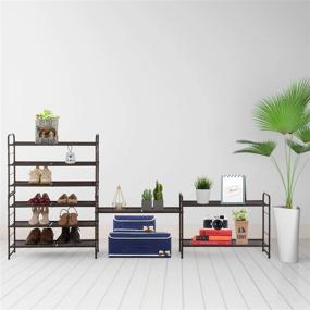 img 2 attached to 👠 Bronze 3-Tier Stackable and Adjustable Wire Grid Shoe Rack Organizer for Closet, Bedroom, and Entryway - Bextsrack