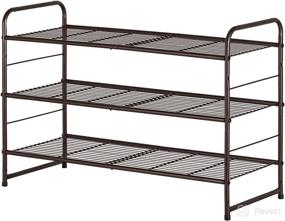 img 4 attached to 👠 Bronze 3-Tier Stackable and Adjustable Wire Grid Shoe Rack Organizer for Closet, Bedroom, and Entryway - Bextsrack