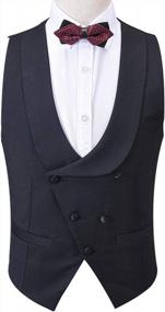 img 1 attached to Double Breasted Mens Suit Vest - Perfect For Weddings And Parties