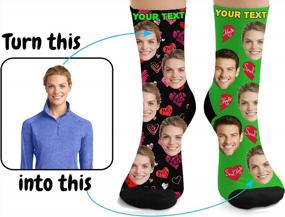 img 3 attached to Персонализированные носки для лица - поместите свое изображение, фото на индивидуальные носки для экипажа - веселый и уникальный подарок для мужчин и женщин