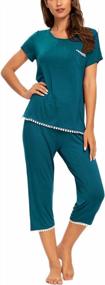 img 4 attached to Comfortable Sleepwear For Women: MINTLIMIT'S Short Sleeved Top And Capri Pants Pajama Set