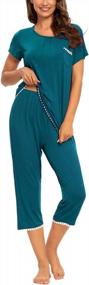 img 2 attached to Comfortable Sleepwear For Women: MINTLIMIT'S Short Sleeved Top And Capri Pants Pajama Set