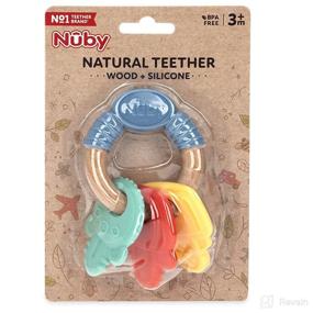 img 2 attached to 🔑 Nuby Wooden Teether Keys with Silicone - 3M+, Multi (6907)