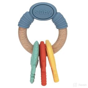 img 1 attached to 🔑 Nuby Wooden Teether Keys with Silicone - 3M+, Multi (6907)