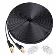 100ft cat 7 high speed ethernet cable, flat shielded lan network cord rj45 connectors for ps4, router, modem - faster than cat6 & cat5e logo