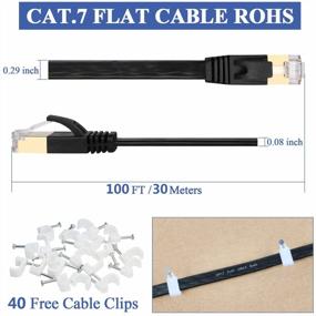 img 2 attached to Высокоскоростной кабель Ethernet 100 футов Cat 7, плоский экранированный сетевой шнур LAN Разъемы RJ45 для PS4, маршрутизатора, модема - быстрее, чем Cat6 и Cat5E