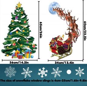 img 2 attached to Winter Wonderland: VEYLIN'S 400Pcs Large Christmas Window Clings Featuring Snowflakes, Santa Claus, And Christmas Trees For Perfect Winter Decorations