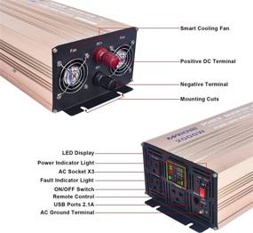 img 2 attached to MWXNE 2000 Watts Power Inverters: Pure Sine Wave Car Power Adapter with LCD Display, Remote Control, 3 Outlets, and Dual 2.4A USB Charging Ports - 12V DC to 110V AC Efficiency at its Best