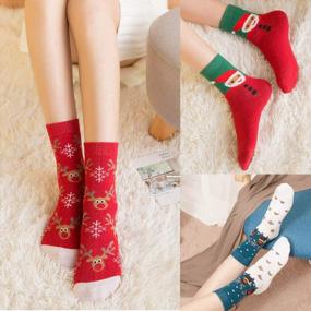 img 3 attached to HSELL Women'S Colorful Cotton Crew Socks - 6 Pairs Fun Casual Holiday Socks For Christmas Gifts And Novelty Wear