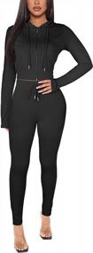 img 4 attached to Ribbed Hoodie And Drawstring Long Pants Women'S Casual Sweatsuit Tracksuit For Sportswear