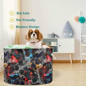 img 3 attached to 🚛 Visesunny Monster Truck Pattern Collapsible Storage Basket – Fabric Laundry Bin, Toy Clothes Organizer for Bathroom, Bedroom, Nursery, Closet, Office