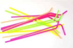 img 2 attached to 🥤 Pack of 200 Assorted Colors 19.5-Inch Long Flexible Neon Drinking Straws