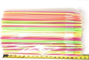 img 3 attached to 🥤 Pack of 200 Assorted Colors 19.5-Inch Long Flexible Neon Drinking Straws