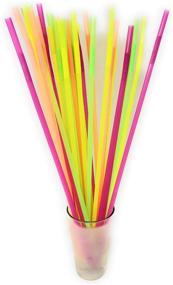 img 4 attached to 🥤 Pack of 200 Assorted Colors 19.5-Inch Long Flexible Neon Drinking Straws