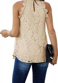 img 2 attached to Women'S Lace Crochet Halter Sleeveless Tank Top Summer Blouse Sexy Hollow Out Shirt