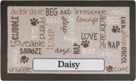 🐾 drymate personalized pet bowl placemat – custom dog & cat feeding mat | absorbent fabric, waterproof backing | machine washable, durable (usa made) – linen tan (12" x 20") logo