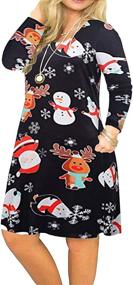 img 3 attached to VISLILY Womens Christmas Patterned Flare Dresses for Women