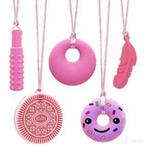 img 4 attached to Sensory Chew Necklace for Girls, Autism and ADHD Support, Silicone Chewy Necklaces for Kids with Oral Sensory Needs, Chewing, and Oral Motor Therapy Toy