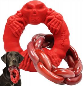 img 4 attached to Rmolitty Indestructible Dog Toys for Aggressive Chewers - Large Breed Tough Chew Toys for Medium to Large Dogs - Non-Toxic Natural Rubber & Nylon Double-Ring Teething Toys