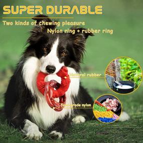 img 2 attached to Rmolitty Indestructible Dog Toys for Aggressive Chewers - Large Breed Tough Chew Toys for Medium to Large Dogs - Non-Toxic Natural Rubber & Nylon Double-Ring Teething Toys