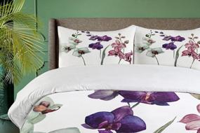 img 2 attached to 🌺 Ambesonne Watercolor Flower Duvet Cover Set with Clear Background, Exotic Orchid Blooms, 3-Piece Decorative Bedding Set with 2 Pillow Shams, King Size, Rose Purple