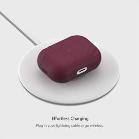 img 1 attached to Protect And Display Your Airpods Pro With UPPERCASE Designs NimbleShell Premium Silicone Case And Built-In Vertical Stand - Burgundy