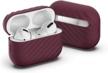 protect and display your airpods pro with uppercase designs nimbleshell premium silicone case and built-in vertical stand - burgundy logo