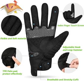 img 3 attached to MOREOK Motorcycle Gloves - Carbon Fiber Knuckle Full-Protection, Touchscreen Compatible, Warm, Dirt Bike Gloves for Men and Women, Motocross Gloves for BMX MX ATV Off-Road Racing