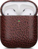real leather cowhide shockproof hard case cover for apple airpods 1st & 2nd gen - lopie bicolour series brown/black logo