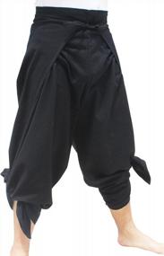 img 2 attached to RaanPahMuang Brand Plain Cotton Thai Drive In Wrap Around Pants Wide Cut Casual