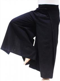 img 1 attached to RaanPahMuang Brand Plain Cotton Thai Drive In Wrap Around Pants Wide Cut Casual
